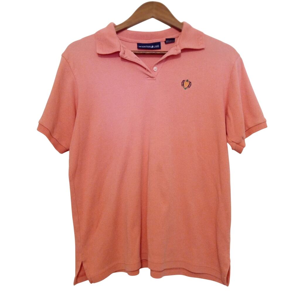 Vintage Mountain Lake Womens Polo Shirt Decorative Collar Made in Swaziland SZ M